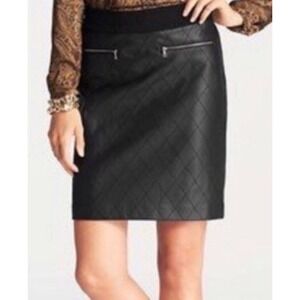 Ann Taylor Black Faux Leather Skirt Size 4 Wardrobe Staple Quiet Luxury Office